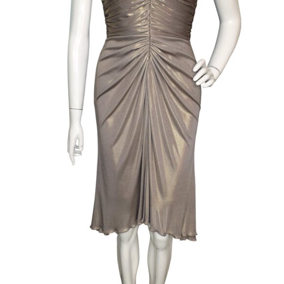 TADASHI COLLECTION Dress, 6, Champagne/Golden, Ruched, Wide straps, knee length - Picture 8 of 12